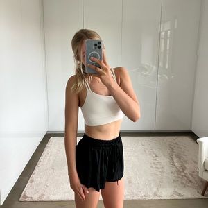 black flowy workout shorts